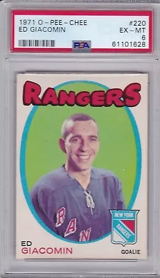 1971 O-PEE-CHEE #220 ED GIACOMIN (HOF) PSA 6 Ex/mt OPC New York RANGERS • $28.99