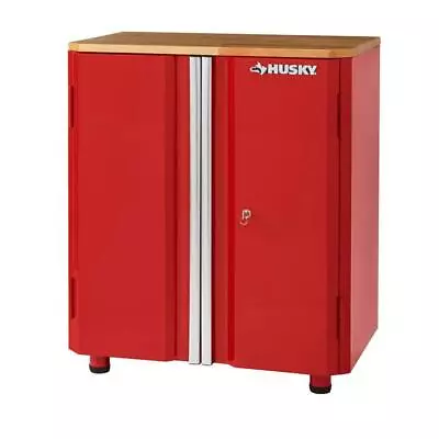 Husky Garage Base Cabinet 28 Wx32.8 Hx18.3 D 2-Pull-Out Door 24-Gauge Steel Red • $239.26