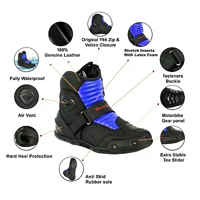 Motorcycle Sports Shoes Motorbike Riding Leather Boots Racing Touring For Mens U • $49.72