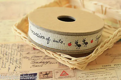 PROCESSION OF ANTS Ribbon 3m Zakka Cotton Linen Blended Sewing Tape Fabric Trim • £3.99