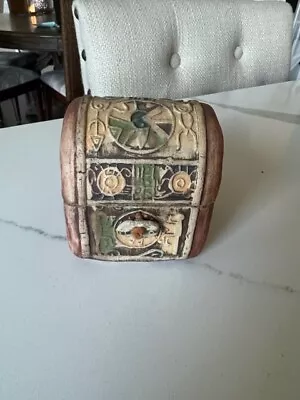 $6.95 • Buy Vintage TTAQO Ceramic Treasure Box Rustic Primative Handmade 2.75 