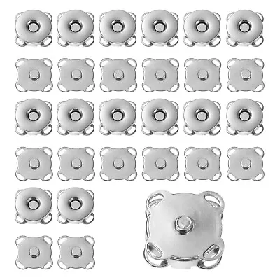 15 Sets Magnetic Snap 14mm Metal Fasteners For Clothing Purse Silver Tone • $11.36