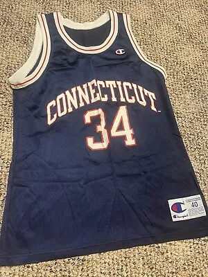 Vintage Champion UCONN Basketball Jersey Mens Size 40 M Ray Allen #34 1990s Rare • $64.99