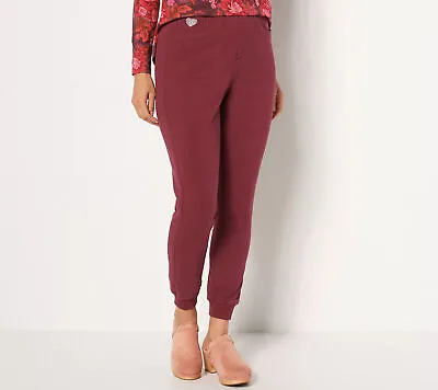 Quacker Factory Dream Jeannes Pull-On Jogger Pants Wine Red S New • $26.25