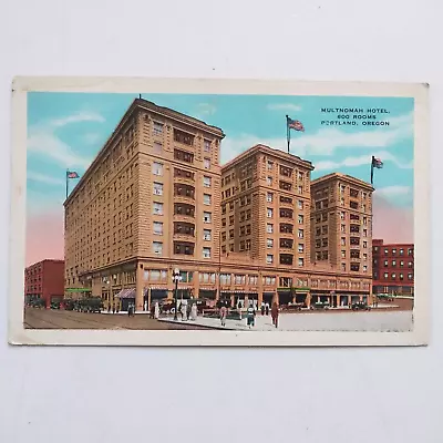 Multnomah Hotel Portland Oregon Postcard White Border EC Kropp • $3.75