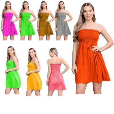 £7.99 • Buy Womens Sheering Boob Tube Gather Bandeau Top Summer Mini Dress Strapless Top