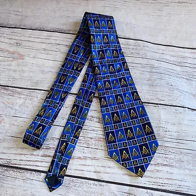 Steven Harris Men's Masonic Necktie Blue Mason Neck Tie Hand Made B18 • $12.96