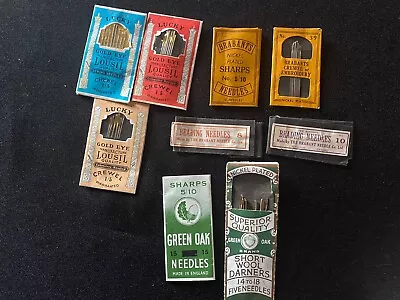 Lot Of Vintage Sewing Needles: Brabant; Green Oak; Lousil Lucky Gold Eye Crewel • $14.24