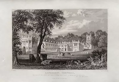 1831 Antique Print; Lanhydrock House Cornwall After T. Allom • $12.42