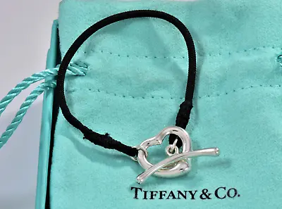 Tiffany & Co Silver Elsa Peretti Open Heart Silk Toggle Small 5.75  Bracelet • $269.99