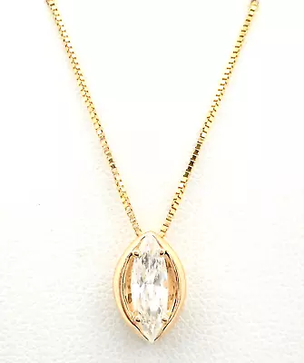 14k Yellow Gold Marquise Diamond Pendant Necklace • $599