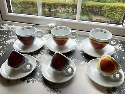 £95 • Buy Illy Espresso X 3 & 3 Cappuccino Coffee Cups By Francesco Clemente With Saucers