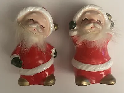 Vintage Napco Santa Fur Bearded Christmas Salt And Pepper Numbered Shakers • $23.99