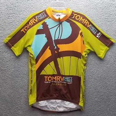 Voler Cycling Jersey Mens Extra Large Yellow Brown Blue TOMRV Pockets Biking • $11.28