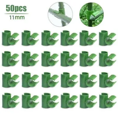 50Pcs Plant Trellis Connector Clip Stake Clips For Fixed-Garden Frame Rod Green • £6.39