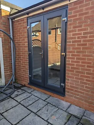 Anthracite Grey On White  Upvc French  Patio Door With Glass Locks Free Delivery • £750