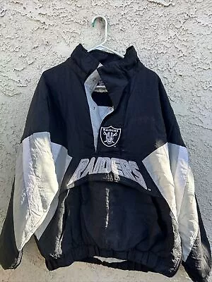 Starter Oakland Raiders Pullover Puffer Jacket Sz L W Out Hood As It Is • $90