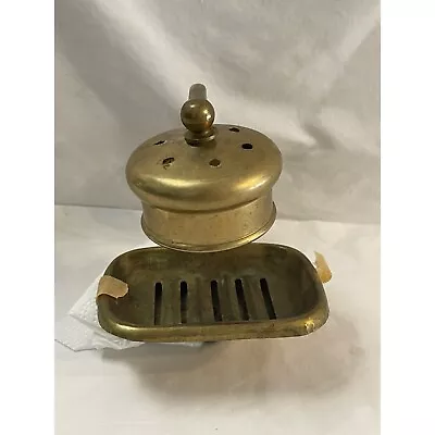 Antique Brass Wall Mounted Soap Dish W/ Cup Holder • $125