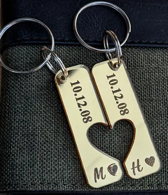 Personalised Boyfriend Girlfriend Couples Mirror Keyrings Wife Anniversary Gift • £5.99