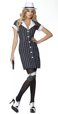 Gangster Moll Costume 20s Mobster Mafia Bonnie & Clyde Halloween Fancy Dress RG • $29.99