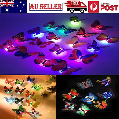 3D Wall Sticker LED Butterfly Night Light DIY Indoor Home Wall Decor Party Au • $11.99