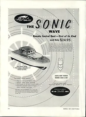 1957 PAPER AD Toy Fleet Line RC Remote Control Boat Sonic Wave K&O Models • $19.99