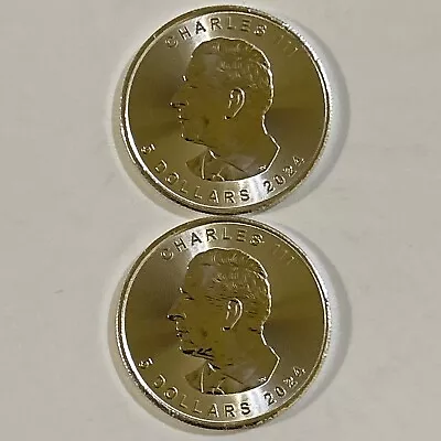 2024 Silver $5 Canadian Maple Leaf 1oz BU (RCM) (Lot Of 2) .9999 Fine. • $71.88