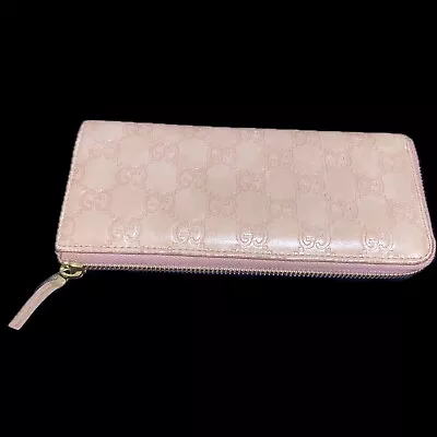 Gucci Guccissima Baby Pink Leather Zip Wallet  • $159