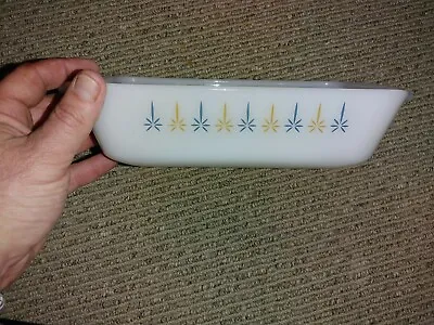 Vintage Fire King Atomic Candle Glow 1 Quart Milk Glass Baking Dish • $11.89