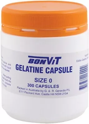 Bonvit Empty Gelatine Capsules Size 0 - Two Sizes To Choose From • $26.95