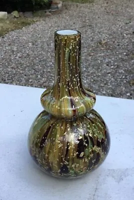 Vintage Murano Era End Of Day Oil Spot Golden Flecked 6  Art Glass Vase • $149