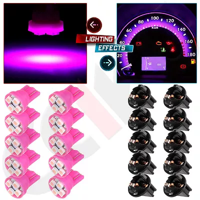 10X  Pink 4LED T10 194 Socket Instrument Panel Cluster Light Bulb Dashboard Plug • $9.02