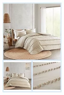 Madison Park Leona Pom Pom Cotton 3-Pc. Comforter Set - KING / CAL KING - Taupe • $90