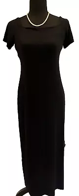 A PEA IN THE POD MATERNITY DRESS Maxi Rayon Spandx Jersey Black SZ M 49  • $18.99