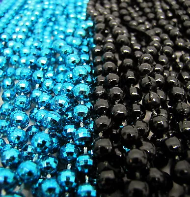 2 Dozen Mardi Gras Beads Light Blue And Black 33  Parade Party 24 NECKLACES • $11.95