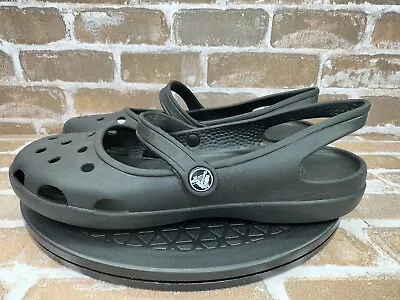 Crocs Classic Black Mary Janes Slip On Comfort Clog Shoes Women’s Size 10 • $21.95