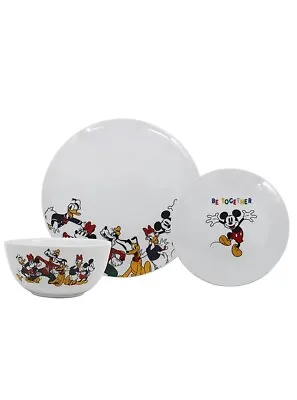 Disney Mickey Mouse 12 Piece Dinner Set Togetherness Plates Bowls - Damaged Box • £50