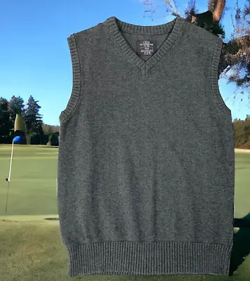 Logg By H&M Sleeveless Golf Casual Vest Men M Pullover Cotton Ribbed Waist Gray • $10.88