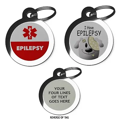 Epilepsy Dog Alert Tag Personalised Pet ID Tags Custom Medical Dog Cat Discs • £8.99