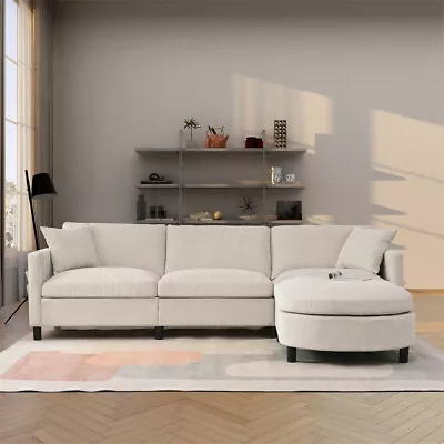 108  Modern Comfy Chenille L-Shaped Modular Sectional Sofa 4 Seat Couch Set • $529.99