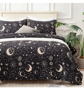 Celestial Quilt Comforter Set Sun Moon And Star Bedding Set Queen  • $48.99