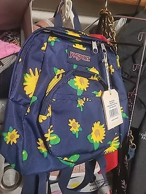 Jansport Mini Backpack Half Pint Sunflowers NAVY BLUE • £28.92