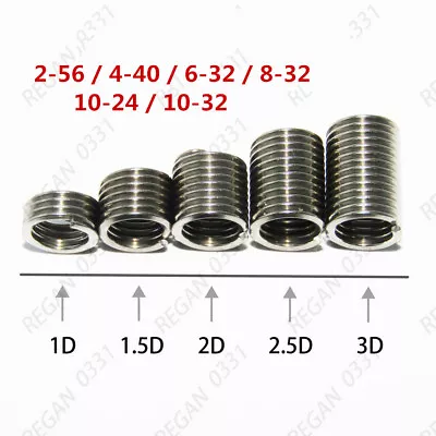 304 Stainless Helicoil Screws 2#-56 4#-40 6#-32 8#-32 10#-24 Thread Inserts • $23.39