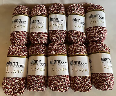 Lot Of 10 Skeins Elann Asara Mercerized Cotton & Linen Yarn 02 Red Peach Stripe • $29.99