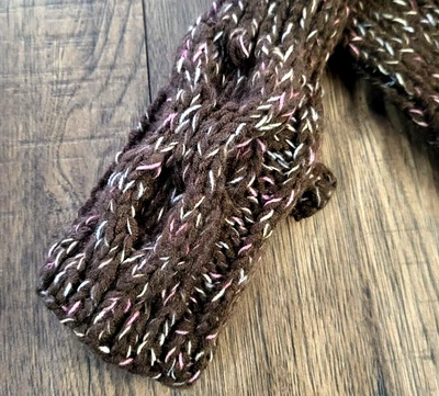 $15 • Buy Chaos Burnly Cable Knit Fingerless Mittens/gloves/hand Warmers Brown/specks