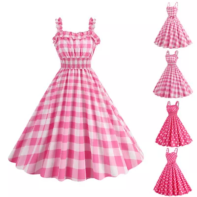 Retro Womens Polka Dot Swing Dress 50s 60s Rockabilly Cocktail Eveining Party US • $19.59