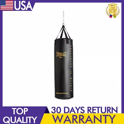 Black/Gold Powercore Heavy Bag W/ Duty Wood Beam Hanger Made Premium Synthetic • $93.22