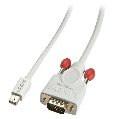 Lindy 5m Mini DisplayPort To VGA Adapter Cable MDP Male - VGA Male White 41969 • £7.19