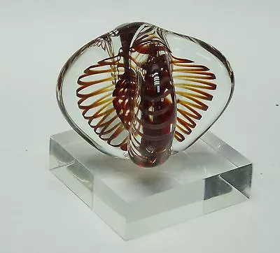 Amazing Signed Vitrix Hot Glass Abstract Swirl Butterfly Art Glass Paperweight • $175