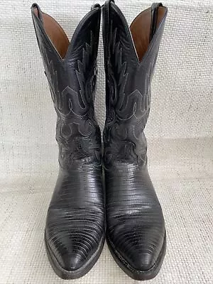 Lucchese San Antonio Teju Lizard Cowboy Boots Mens 9 D Rare Black • $177